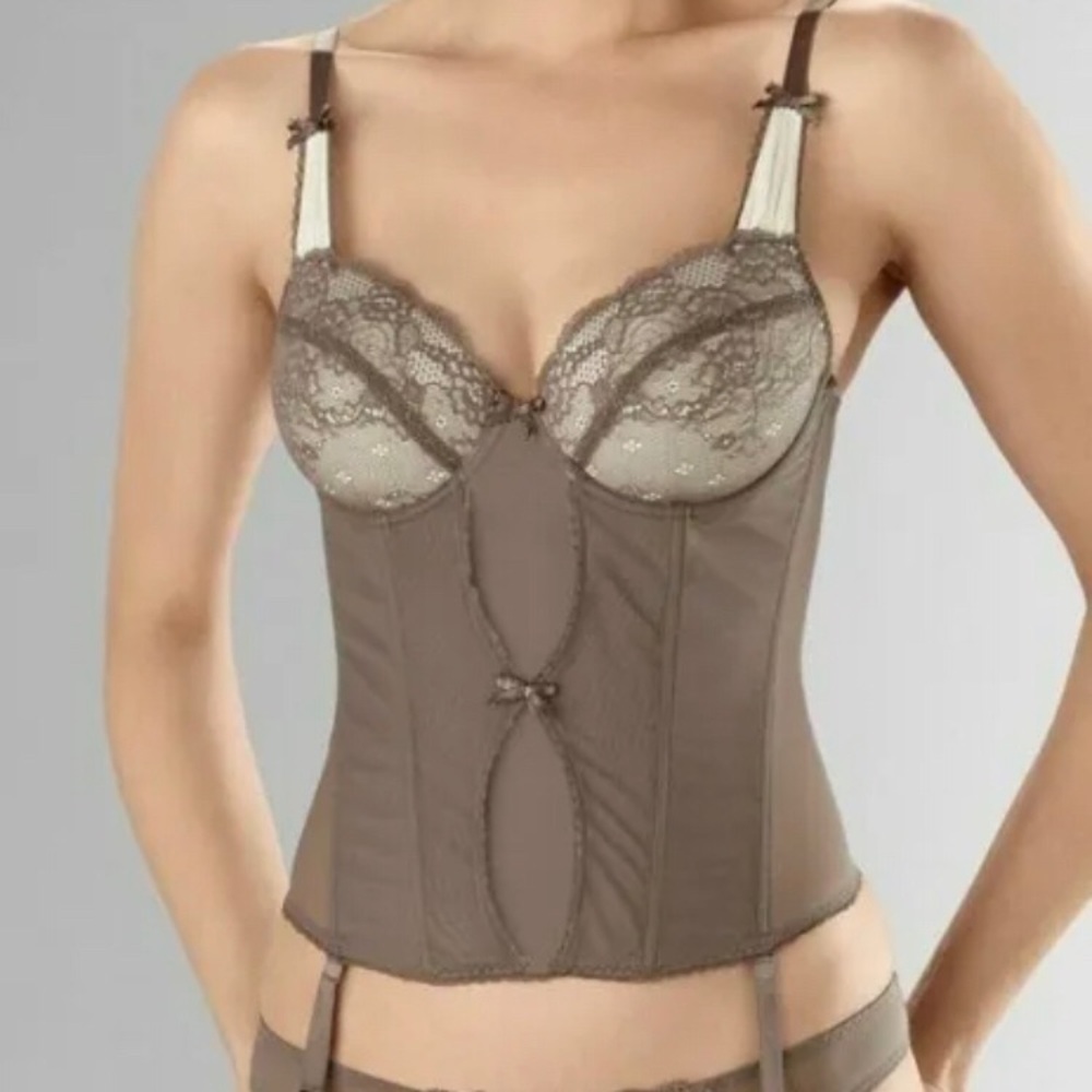 New Soma Intimates Lace Camisole Bustier Corset With Garter Straps 36D